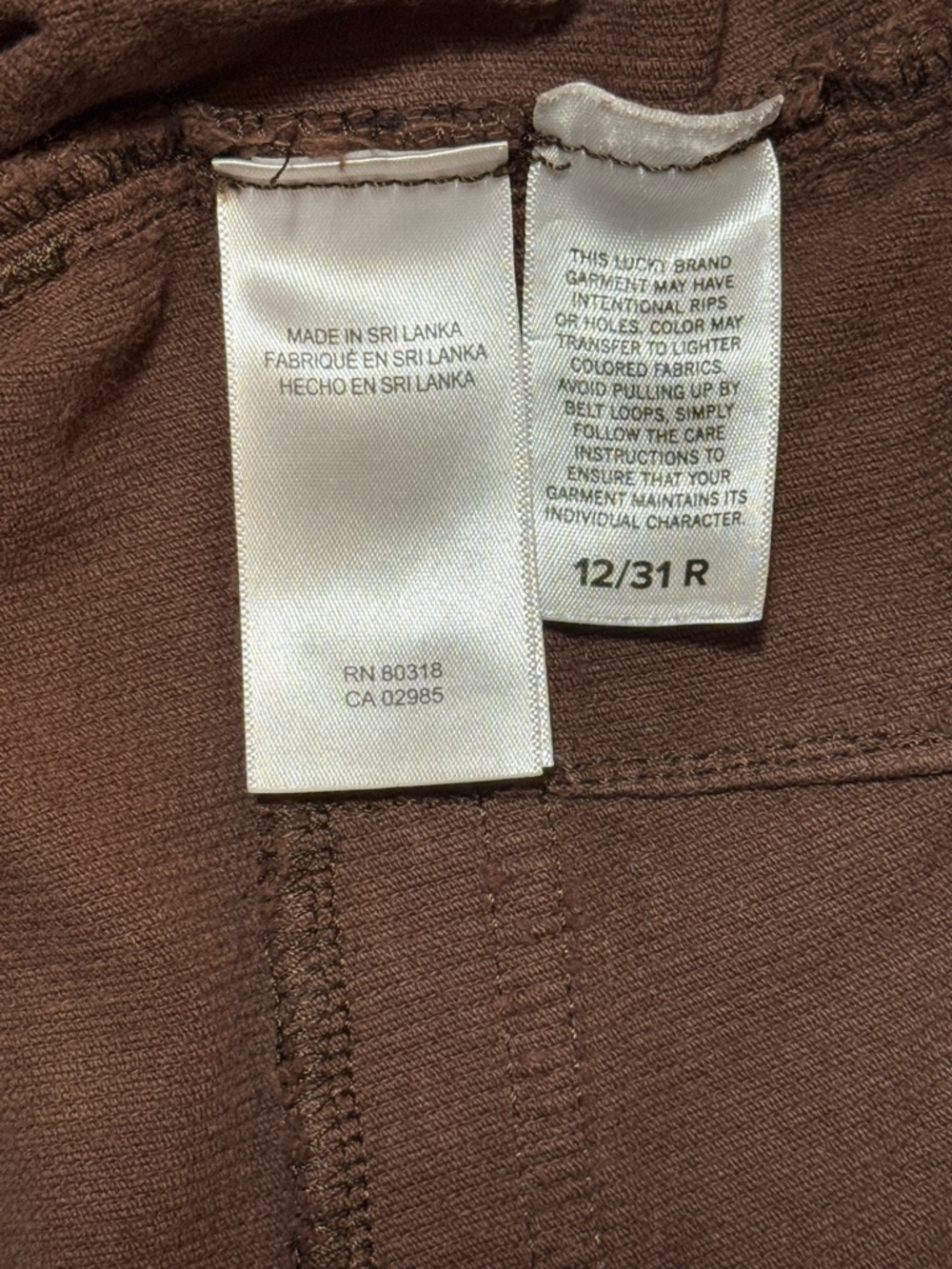 Lucky Brand Stevie High Rise Corduroy Flare Pants Brown Women’s Sz 12/31R - Picture 8 of 14